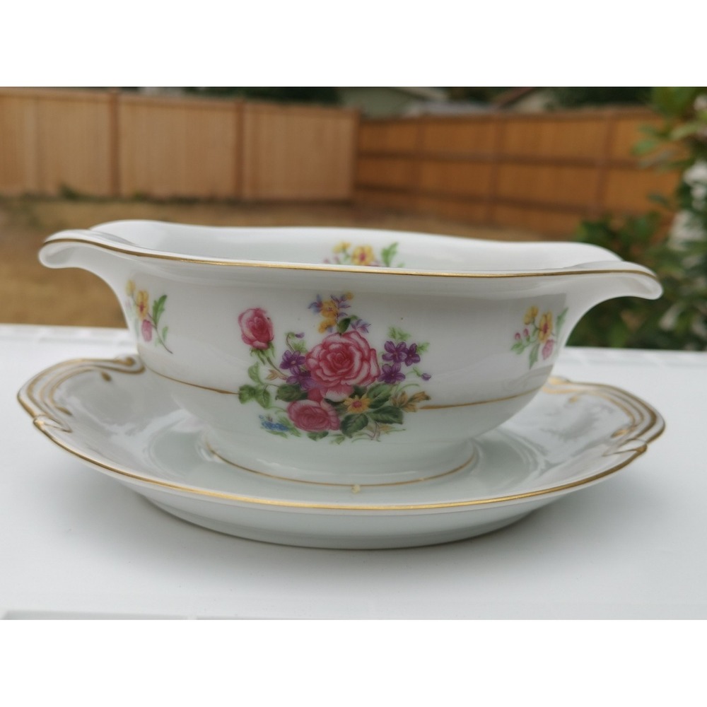 Puritan China Gravy Boat Melody Pattern Made in Japan, Vintage, diameter 8"